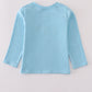 Blue character embroidery top