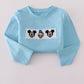 Blue character embroidery top