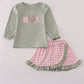 Sage pumpkin turkey applique skorts set