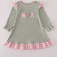 Sage pumpkin turkey applique ruffle dress