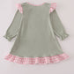 Sage pumpkin turkey applique ruffle dress
