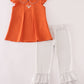 Rust Texas embroidery ruffle pants set