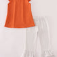 Rust Texas embroidery ruffle pants set