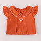 Rust Texas embroidery ruffle pants set