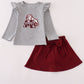 Maroon Mississippi embroidery bow skorts set