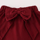 Maroon Mississippi embroidery bow skorts set
