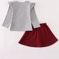 Maroon Mississippi embroidery bow skorts set