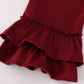Maroon Mississippi embroidery ruffle pants set