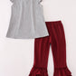 Maroon Mississippi embroidery ruffle pants set