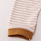Brown stripe duck embroidery romper