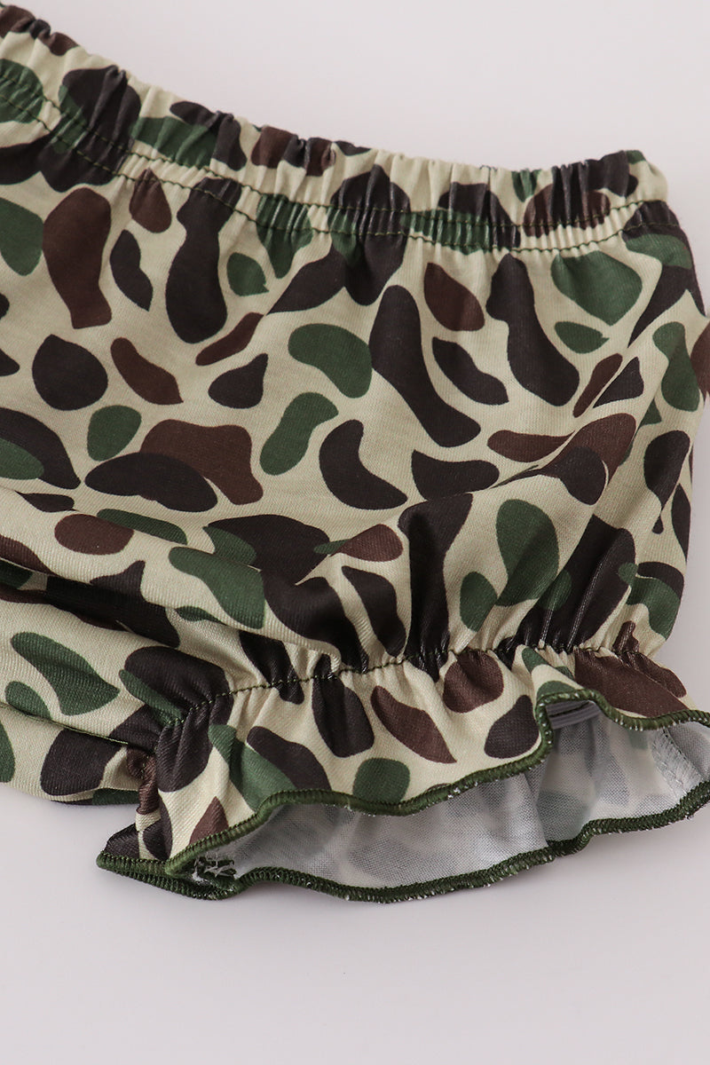 Sage camouflage turkey applique bloomer set