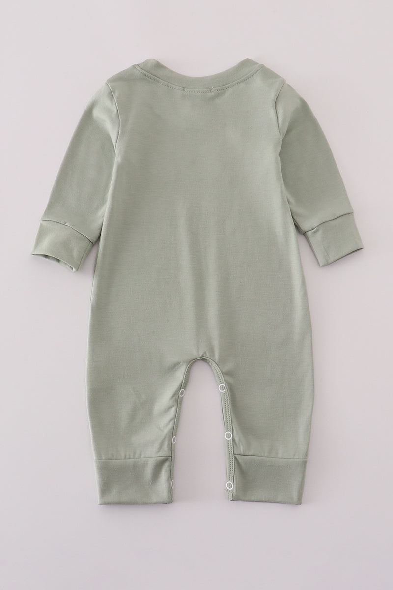 Sage camouflage turkey applique romper