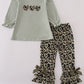 Sage camouflage turkey applique ruffle pants set