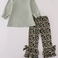 Sage camouflage turkey applique ruffle pants set