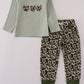 Sage camouflage turkey applique pants set