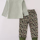 Sage camouflage turkey applique pants set