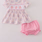 Pink pumpkin embroidery bloomer set