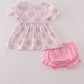 Pink pumpkin embroidery bloomer set