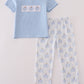 Blue pumpkin embroidery pants set