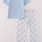 Blue pumpkin embroidery pants set