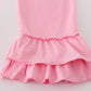 Pink pumpkin embroidery ruffle pants set