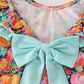Pink pumpkin print ruffle bubble
