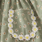 Green corduroy floral lace ruffle dress