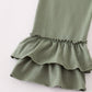 Green corduroy floral lace ruffle pants set