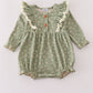 Green corduroy floral lace ruffle bubble