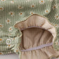 Green corduroy floral lace ruffle bubble