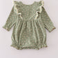 Green corduroy floral lace ruffle bubble