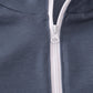 Navy character embroidery zip pull over
