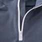 Navy character embroidery zip pull over