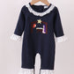 Navy nativity embroidery ruffle romper