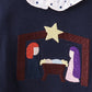Navy nativity embroidery ruffle romper
