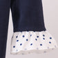 Navy nativity embroidery ruffle romper