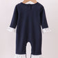 Navy nativity embroidery ruffle romper