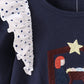 Navy nativity embroidery ruffle bloomer set