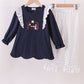 Navy nativity embroidery ruffle pants set