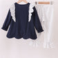 Navy nativity embroidery ruffle pants set