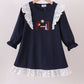 Navy nativity embroidery ruffle dress
