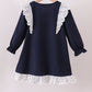 Navy nativity embroidery ruffle dress