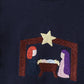 Navy nativity embroidery ruffle dress