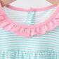 Blue character embroidery ruffle dress