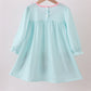 Blue character embroidery ruffle dress