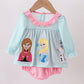 Blue character embroidery ruffle bubble