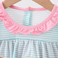 Blue character embroidery ruffle bubble
