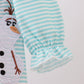 Blue character embroidery ruffle bubble