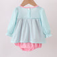 Blue character embroidery ruffle bubble