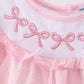 Pink bow embroidery swiss dot dress
